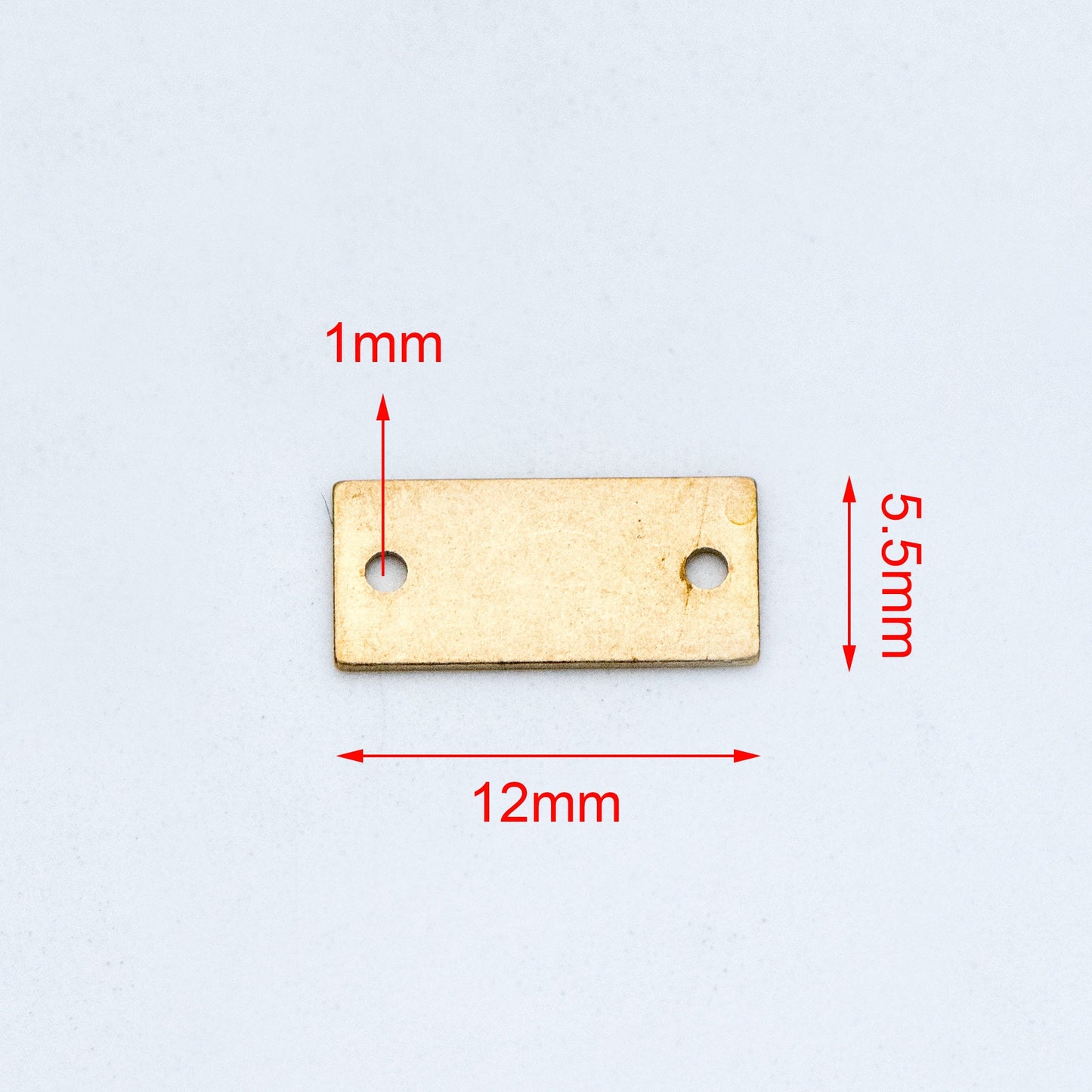 20pcs Raw Brass Charm Connectors 12mm, Solid Brass Rectangle Pendants Wholesale (RB-116)