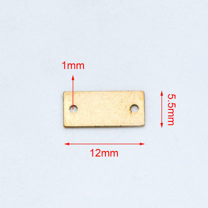 20pcs Raw Brass Charm Connectors 12mm, Solid Brass Rectangle Pendants Wholesale (RB-116)