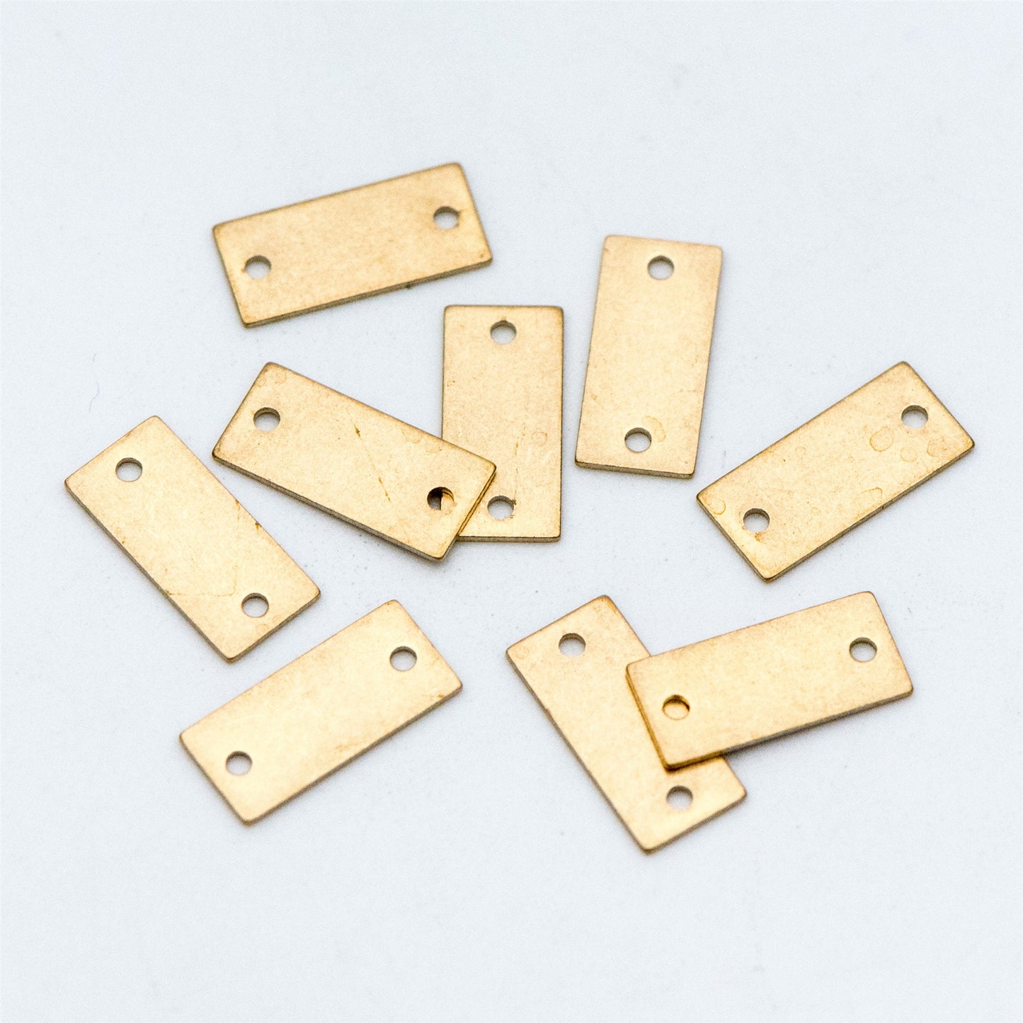 20pcs Raw Brass Charm Connectors 12mm, Solid Brass Rectangle Pendants Wholesale (RB-116)