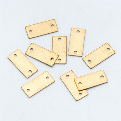 20pcs Raw Brass Charm Connectors 12mm, Solid Brass Rectangle Pendants Wholesale (RB-116)