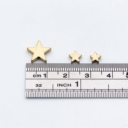 20pcs Raw Brass Star Spacer Beads, 5/ 6/ 11mm Multi Size (RB-117)