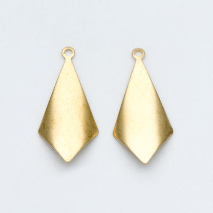 20pcs Raw Brass Rhombus Charms 25x12mm, Geometric Stamping Earring Pendants, Brass Findings Wholesale (RB-119)