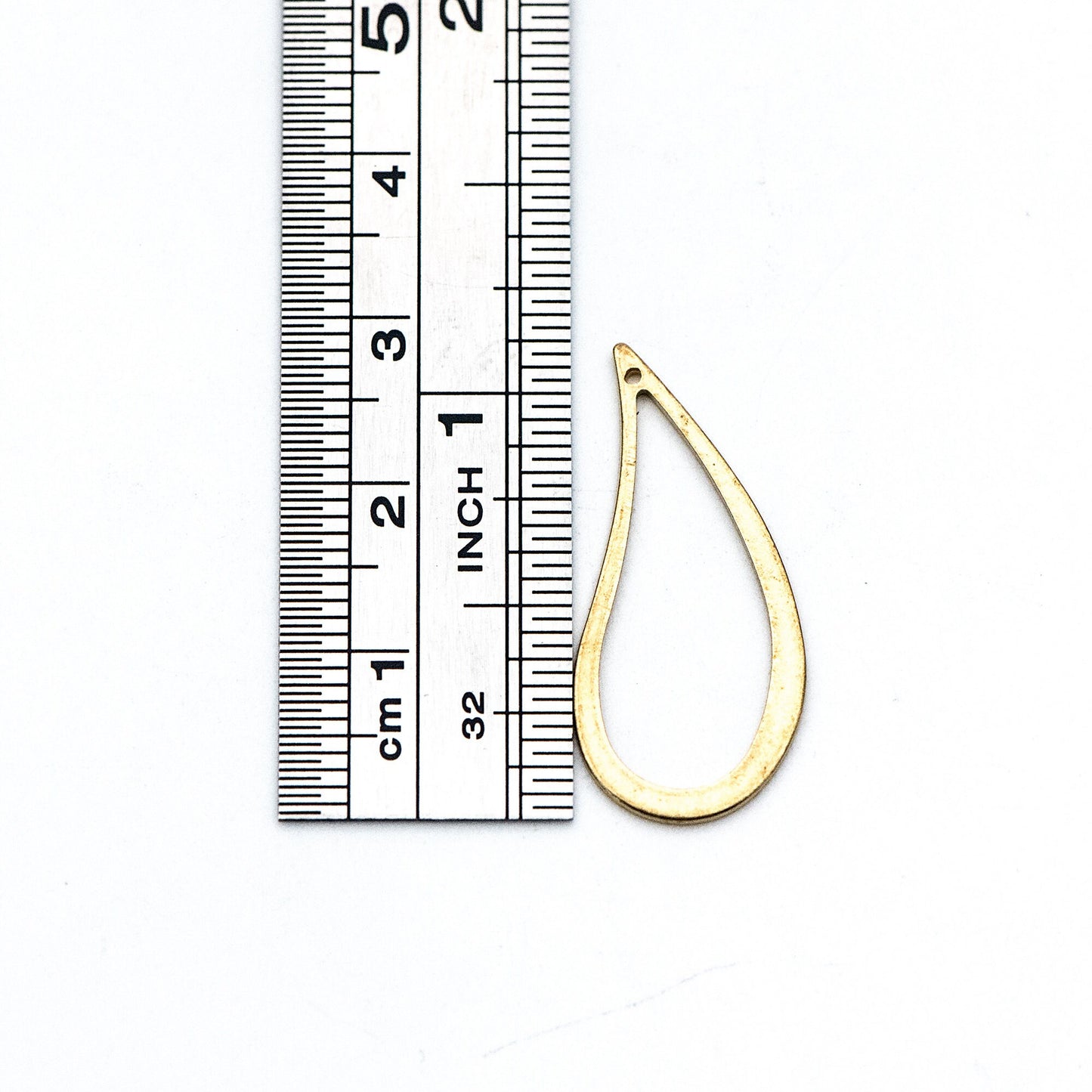 20pcs Raw Brass Link Pendants 29x13mm, Geometric Teardrop Hoop Charms (RB-121)