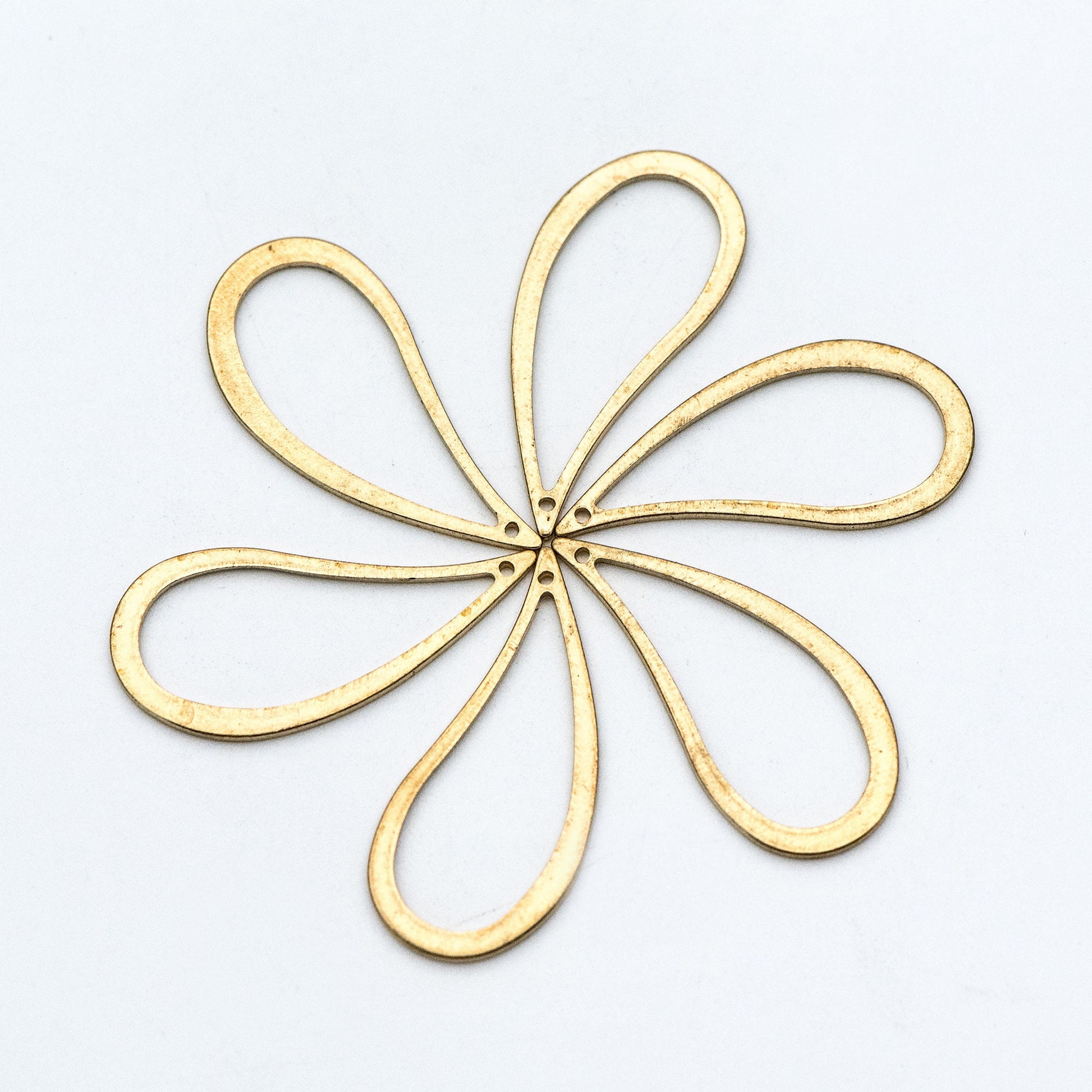 20pcs Raw Brass Link Pendants 29x13mm, Geometric Teardrop Hoop Charms (RB-121)