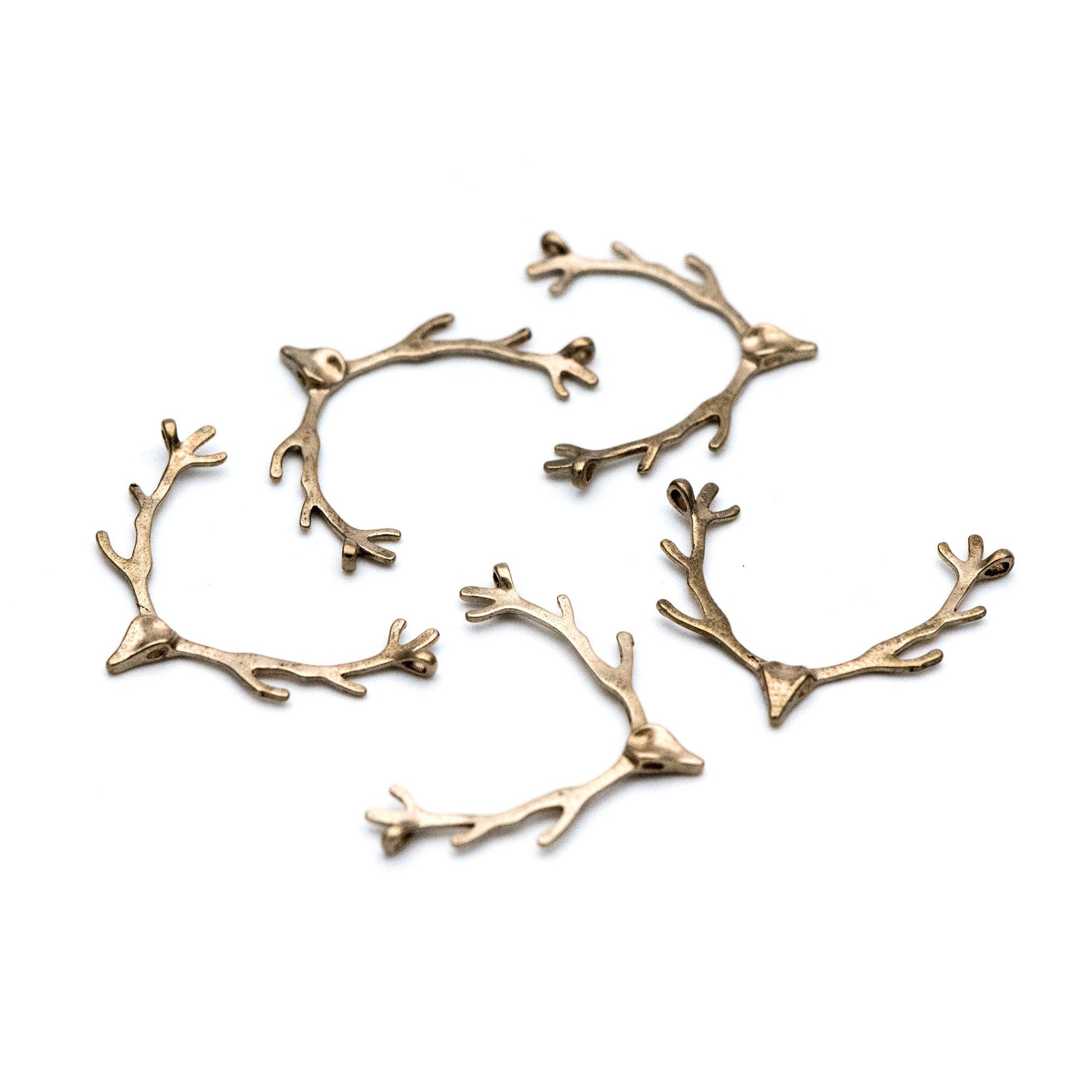20pcs Raw Brass Antlers Charm Connectors 28x22mm, Brass Necklace Pendant Findings Wholesale (RB-130)