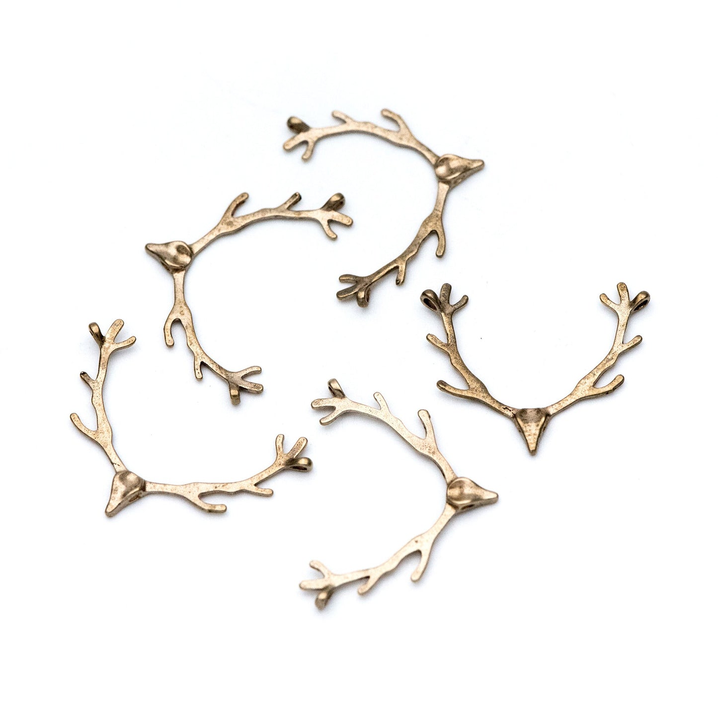 20pcs Raw Brass Antlers Charm Connectors 28x22mm, Brass Necklace Pendant Findings Wholesale (RB-130)