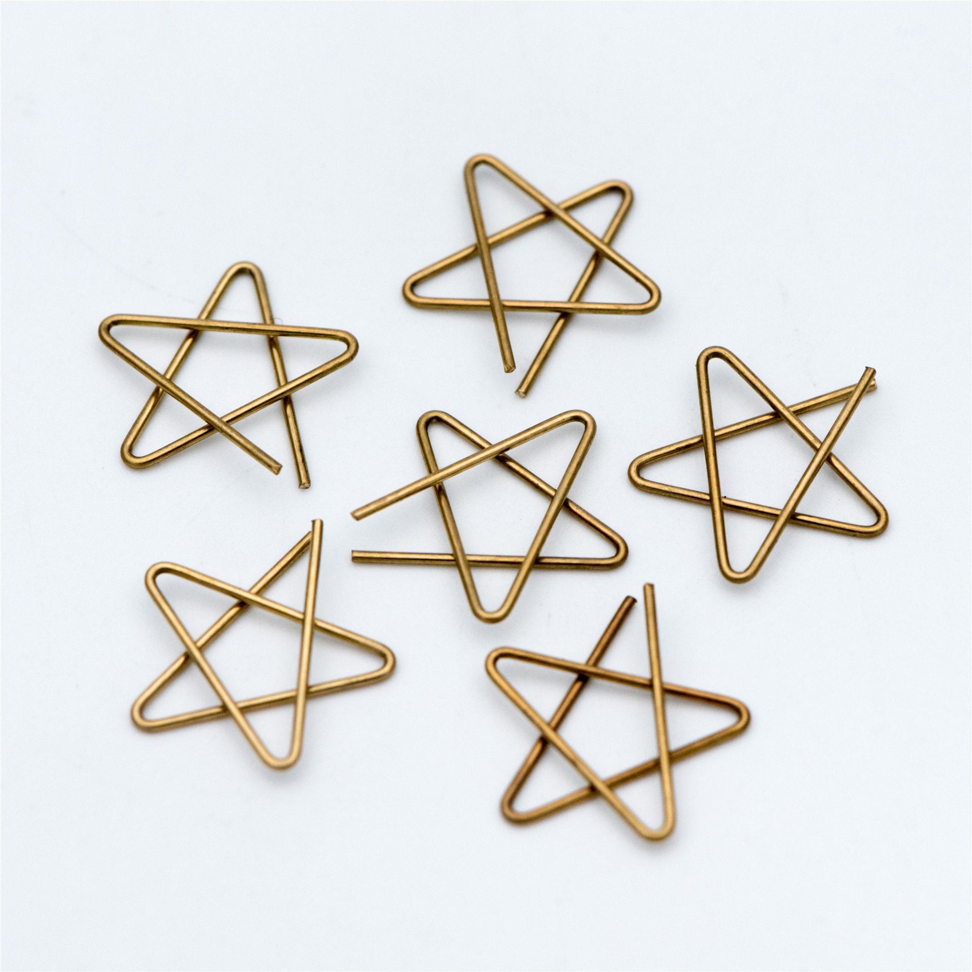 20pcs Raw Brass Wire Star Charm Pendants, 18mm/ 27mm (RB-132)