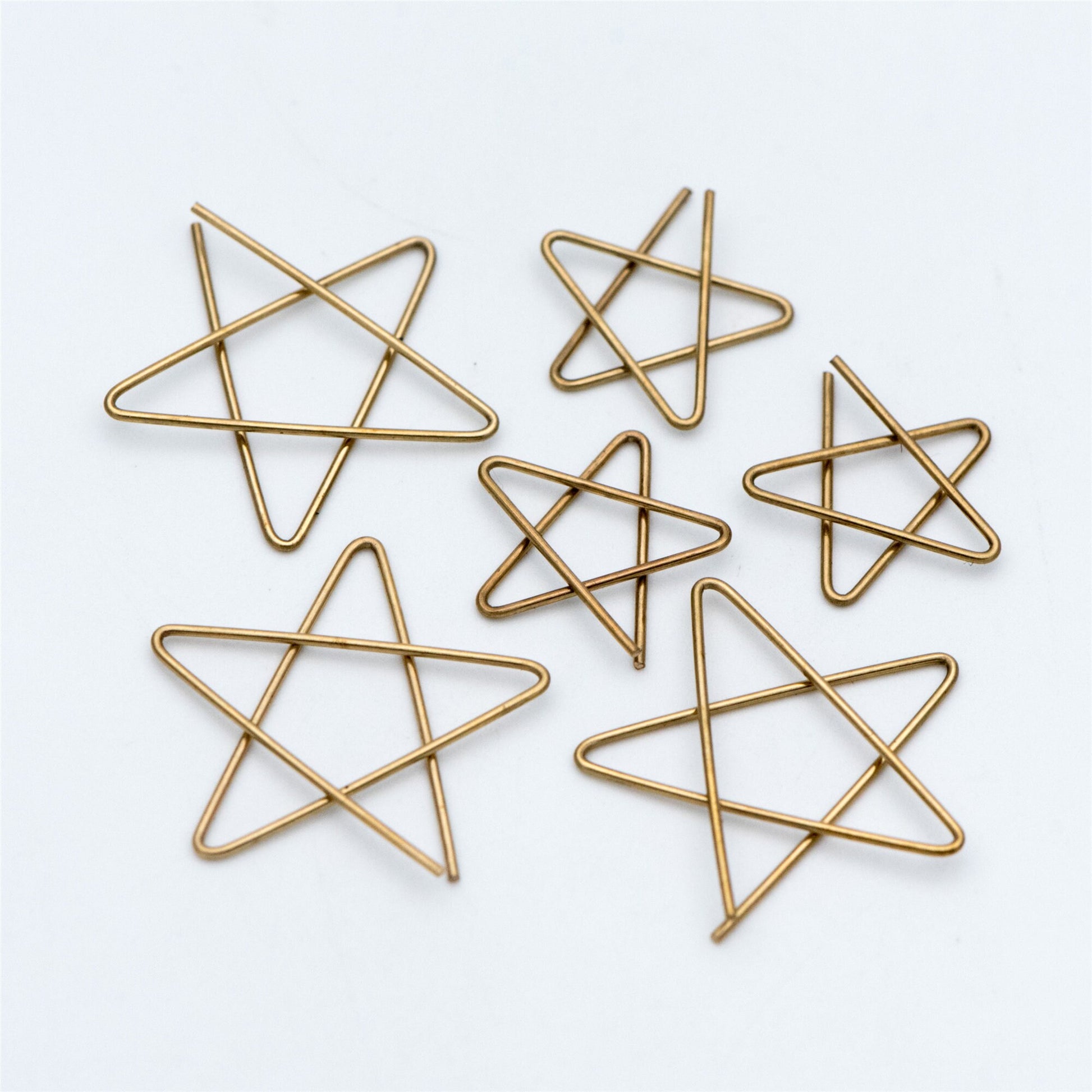 20pcs Raw Brass Wire Star Charm Pendants, 18mm/ 27mm (RB-132)