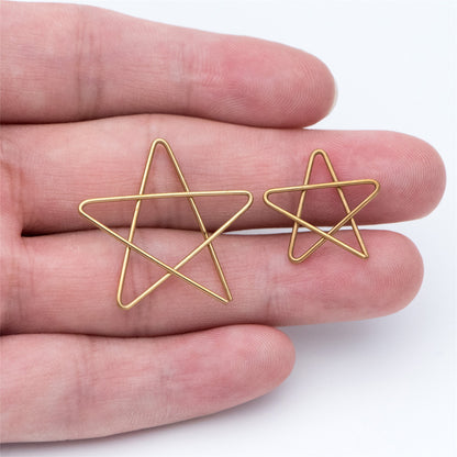 20pcs Raw Brass Wire Star Charm Pendants, 18mm/ 27mm (RB-132)