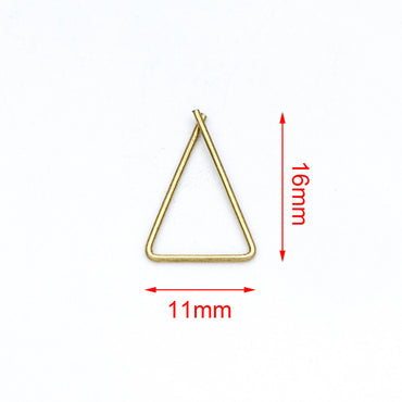 50pcs Raw Brass Earring Hooks, Triangle Threader Earrings, Geometric Ear Wire Findings Wholesale (RB-134)