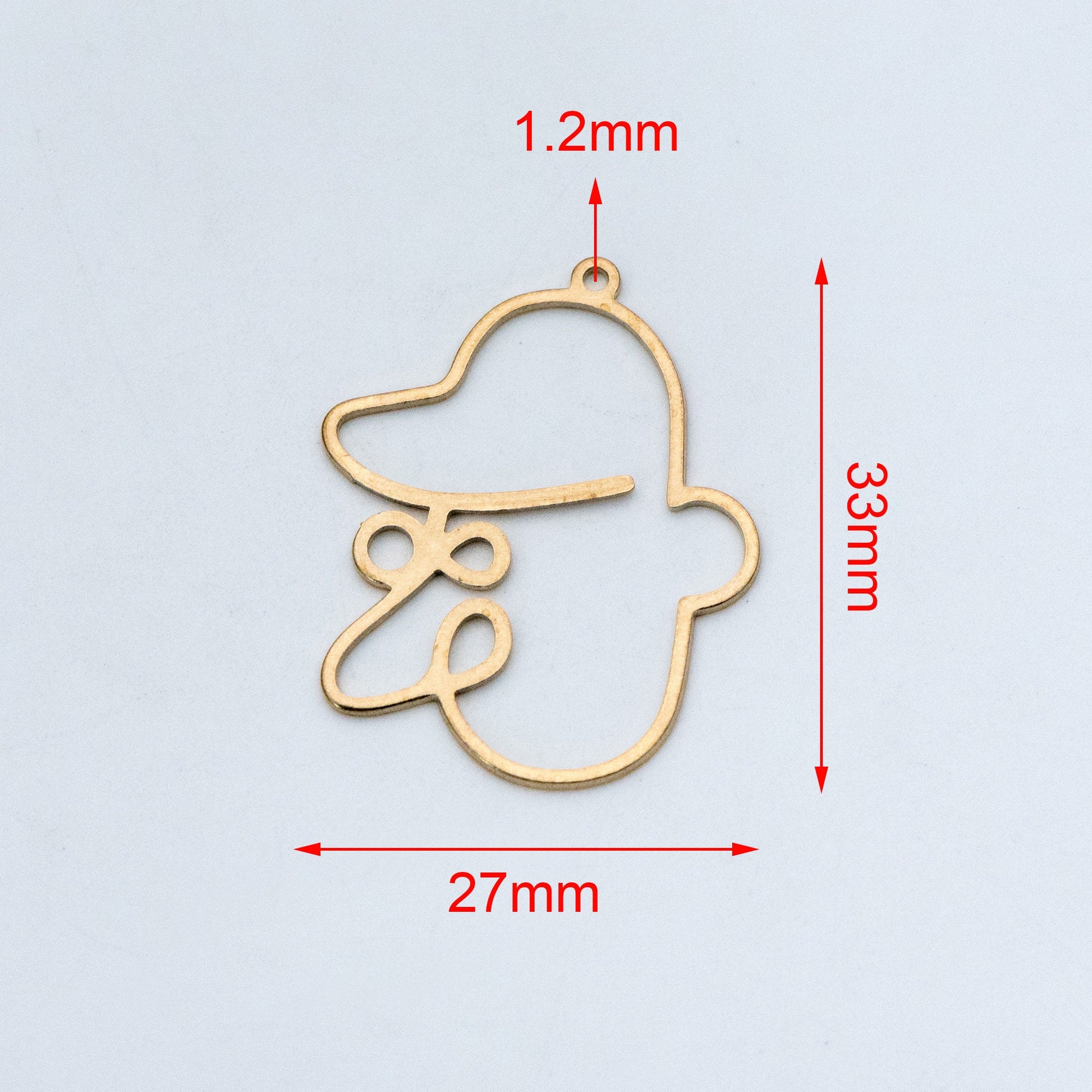 10pcs Raw Brass Face Outline Charms 33x27mm, Vintage Styled Face Pendants Wholesale (RB-146)