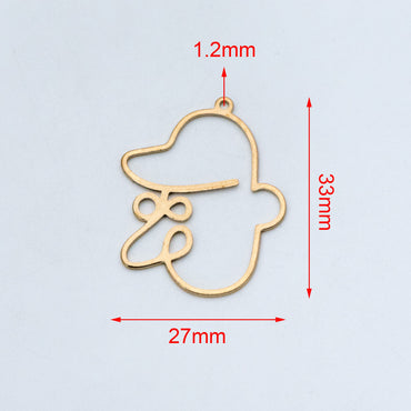 10pcs Raw Brass Face Outline Charms 33x27mm, Vintage Styled Face Pendants Wholesale (RB-146)