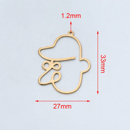 10pcs Raw Brass Face Outline Charms 33x27mm, Vintage Styled Face Pendants Wholesale (RB-146)