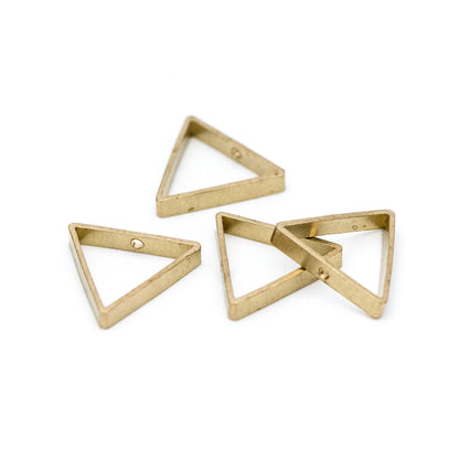 20pcs Raw Brass Triangle Link Pendants 17mm, Geometric Hoop Frame Charms (RB-149)