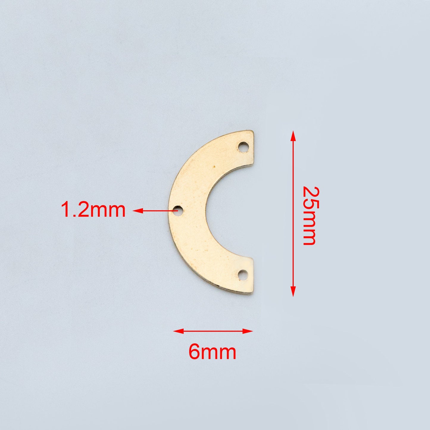 20pcs Raw Brass Fan Charm Connectors, Solid Brass Pendants Wholesale (RB-150)