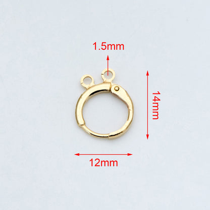 20pcs Raw Brass Round Leverback Earrings, Brass Ear Hooks with Two Loops (RB-152)