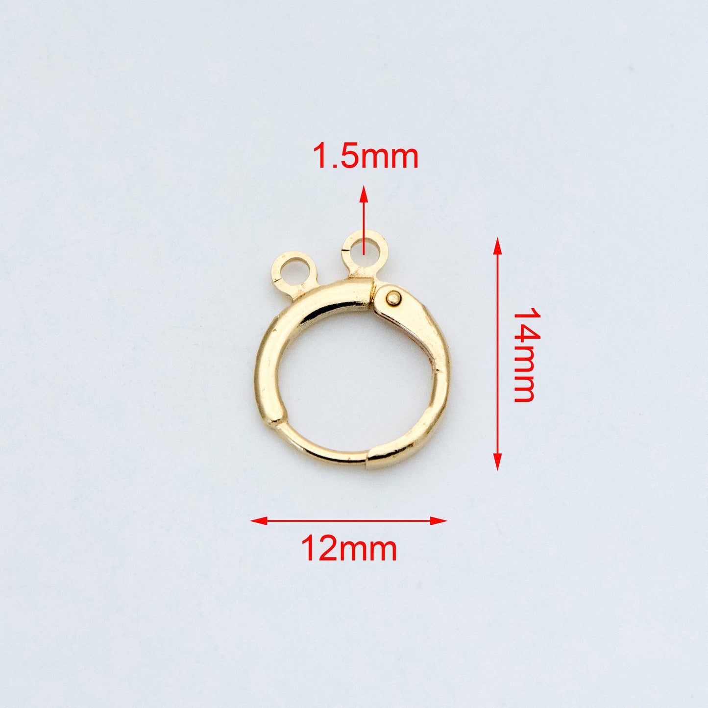 20pcs Raw Brass Round Leverback Earrings, Brass Ear Hooks with Two Loops (RB-152)