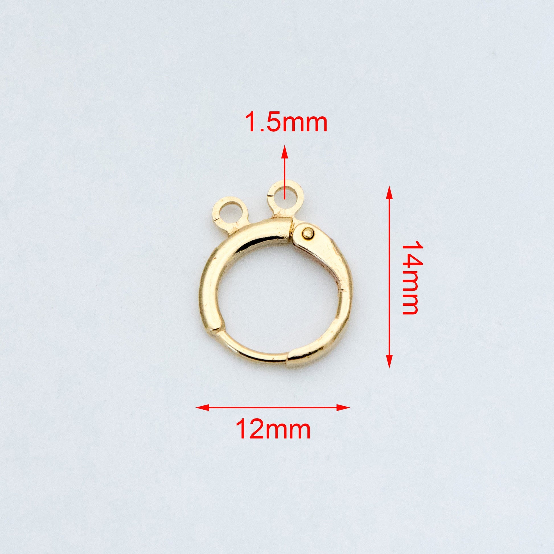 20pcs Raw Brass Round Leverback Earrings, Brass Ear Hooks with Two Loops (RB-152)