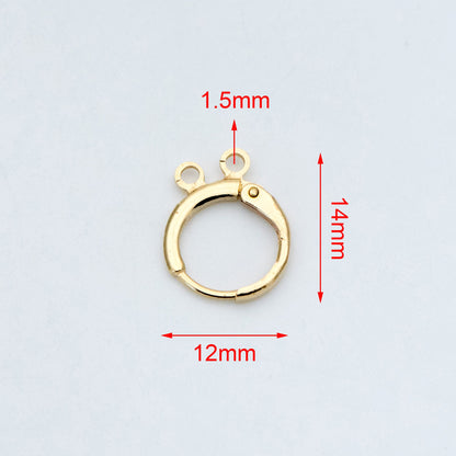 20pcs Raw Brass Round Leverback Earrings, Brass Ear Hooks with Two Loops (RB-152)