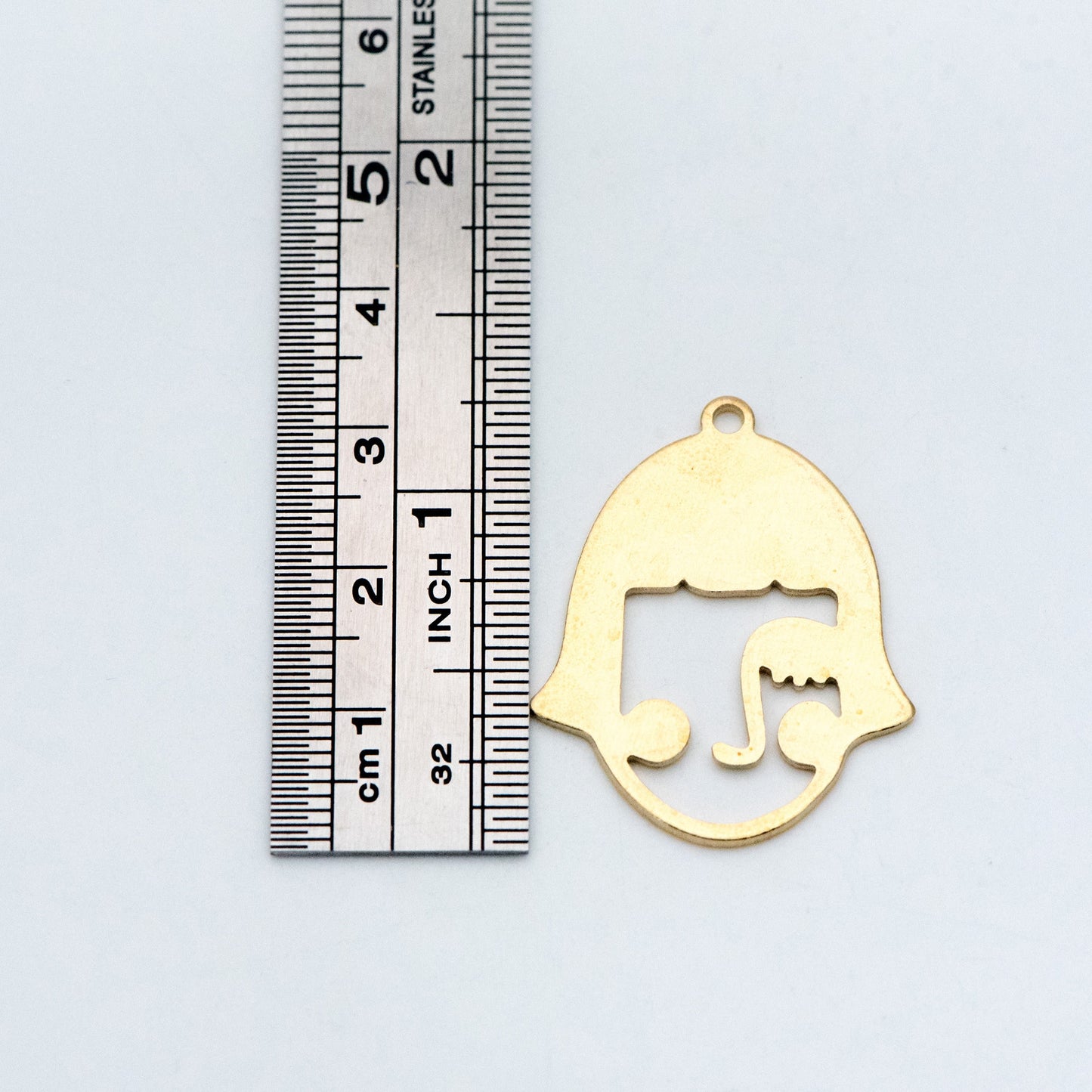 10pcs Raw Brass Face Outline Charms 32x25mm, Vintage Styled Face Pendants Wholesale (RB-153)