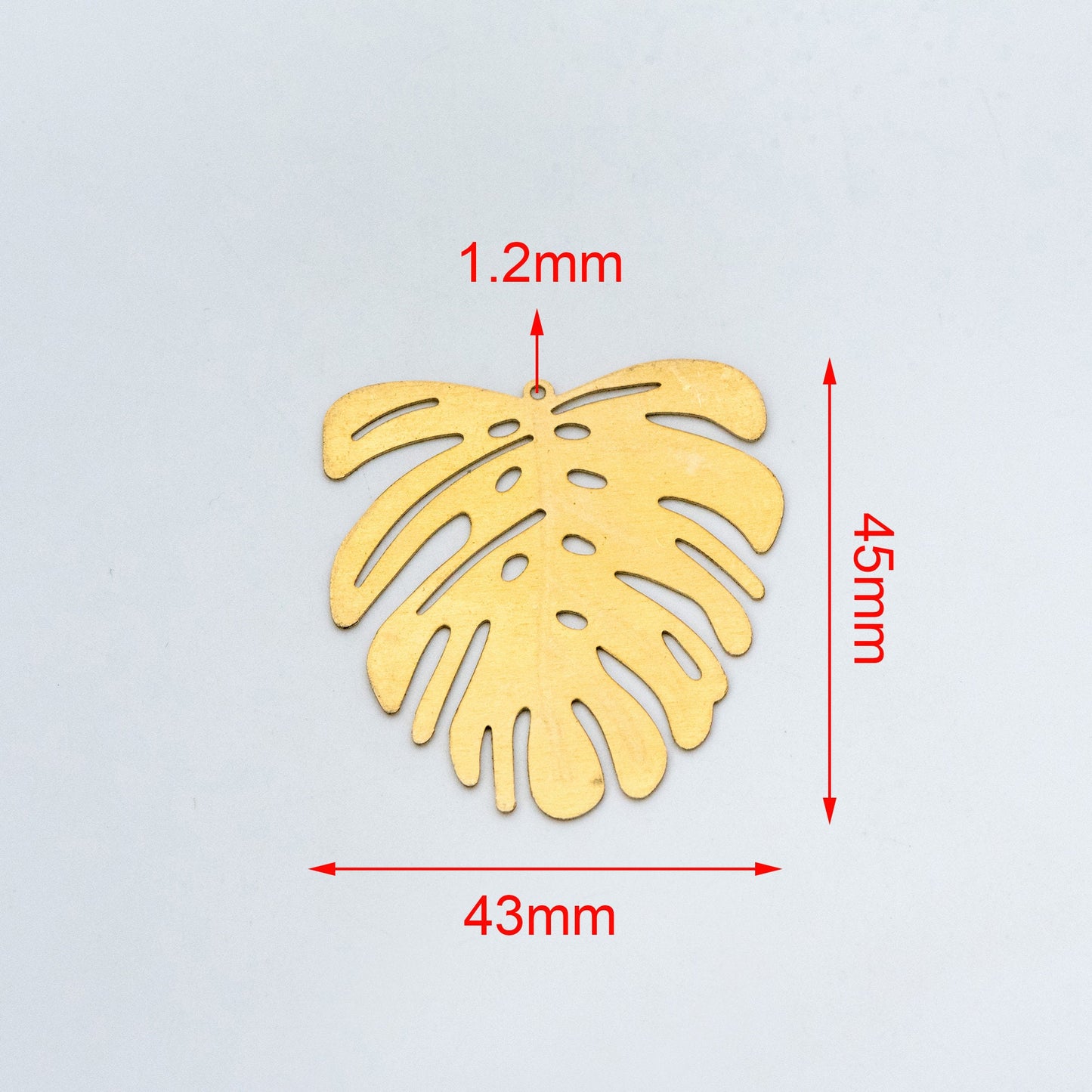10pcs Raw Brass Monstera Charms 22mm/ 45mm, Leaf Necklace Pendants, Brass Findings Wholesale (RB-157)