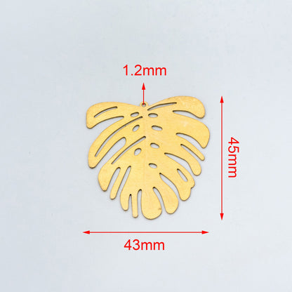 10pcs Raw Brass Monstera Charms 22mm/ 45mm, Leaf Necklace Pendants, Brass Findings Wholesale (RB-157)