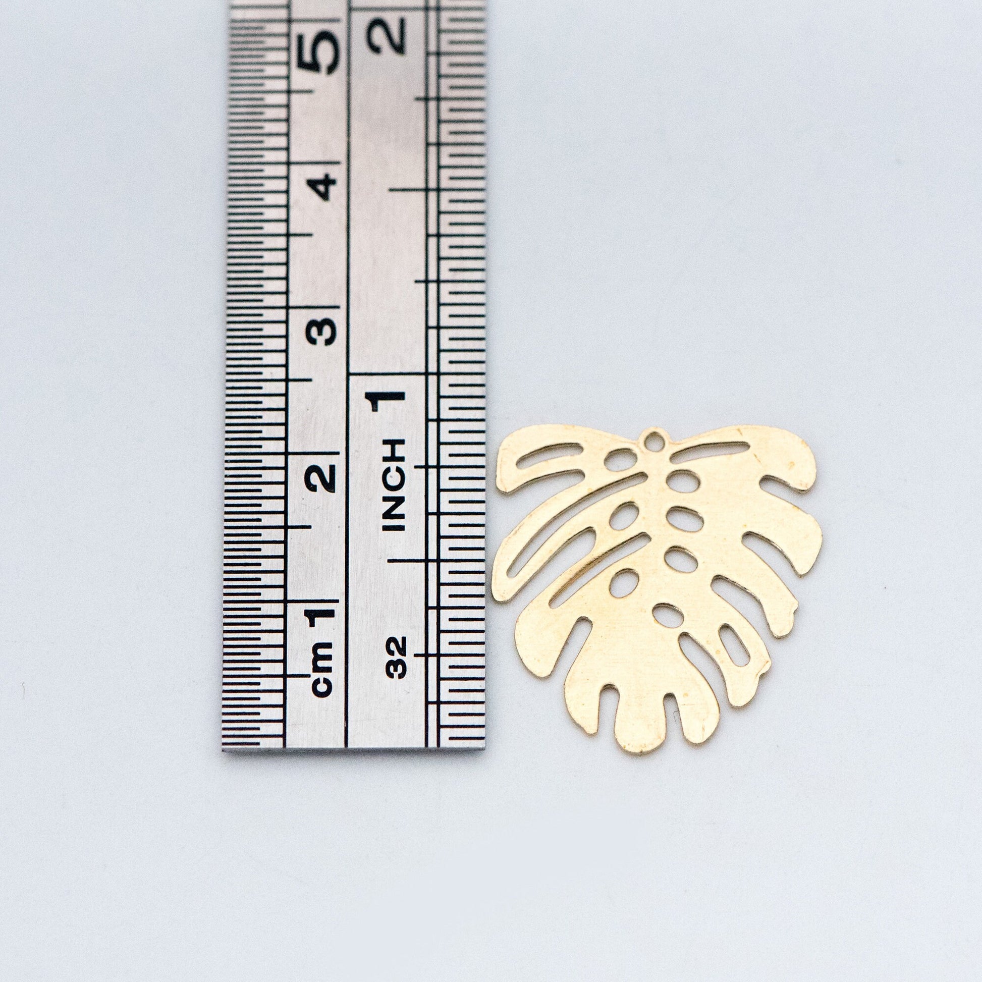 10pcs Raw Brass Monstera Charms 22mm/ 45mm, Leaf Necklace Pendants, Brass Findings Wholesale (RB-157)
