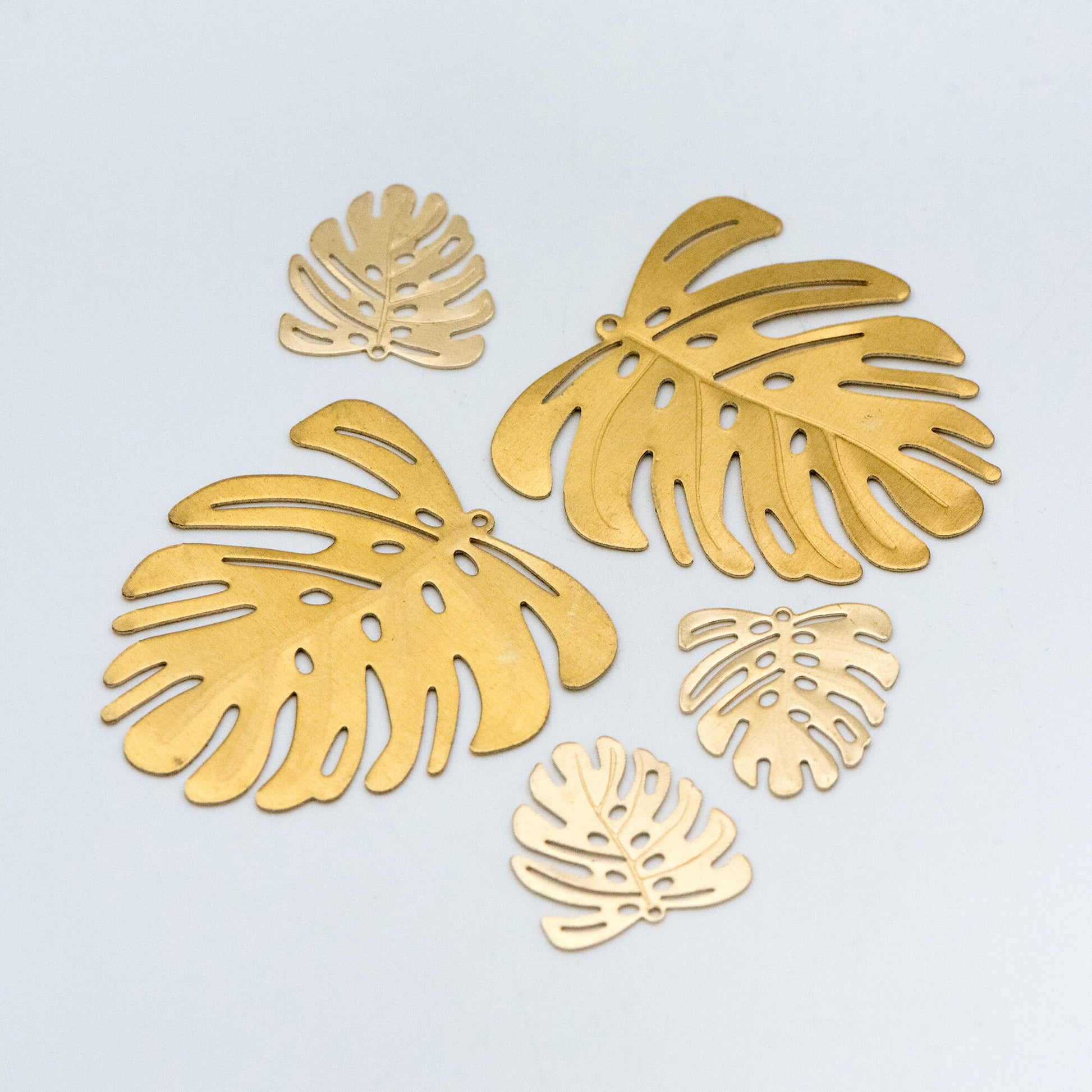 10pcs Raw Brass Monstera Charms 22mm/ 45mm, Leaf Necklace Pendants, Brass Findings Wholesale (RB-157)