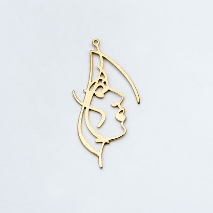 10pcs Raw Brass Face Outline Charms 50x25mm, Vintage Styled Face Pendants Wholesale (RB-158)