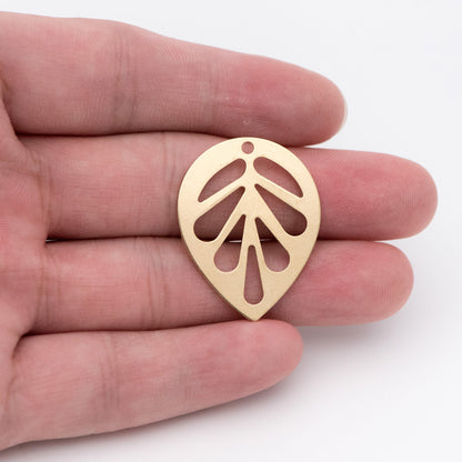 20pcs Raw Brass Leaf Charm Pendants 14mm/ 30mm, Brass Findings Wholesale (RB-159)