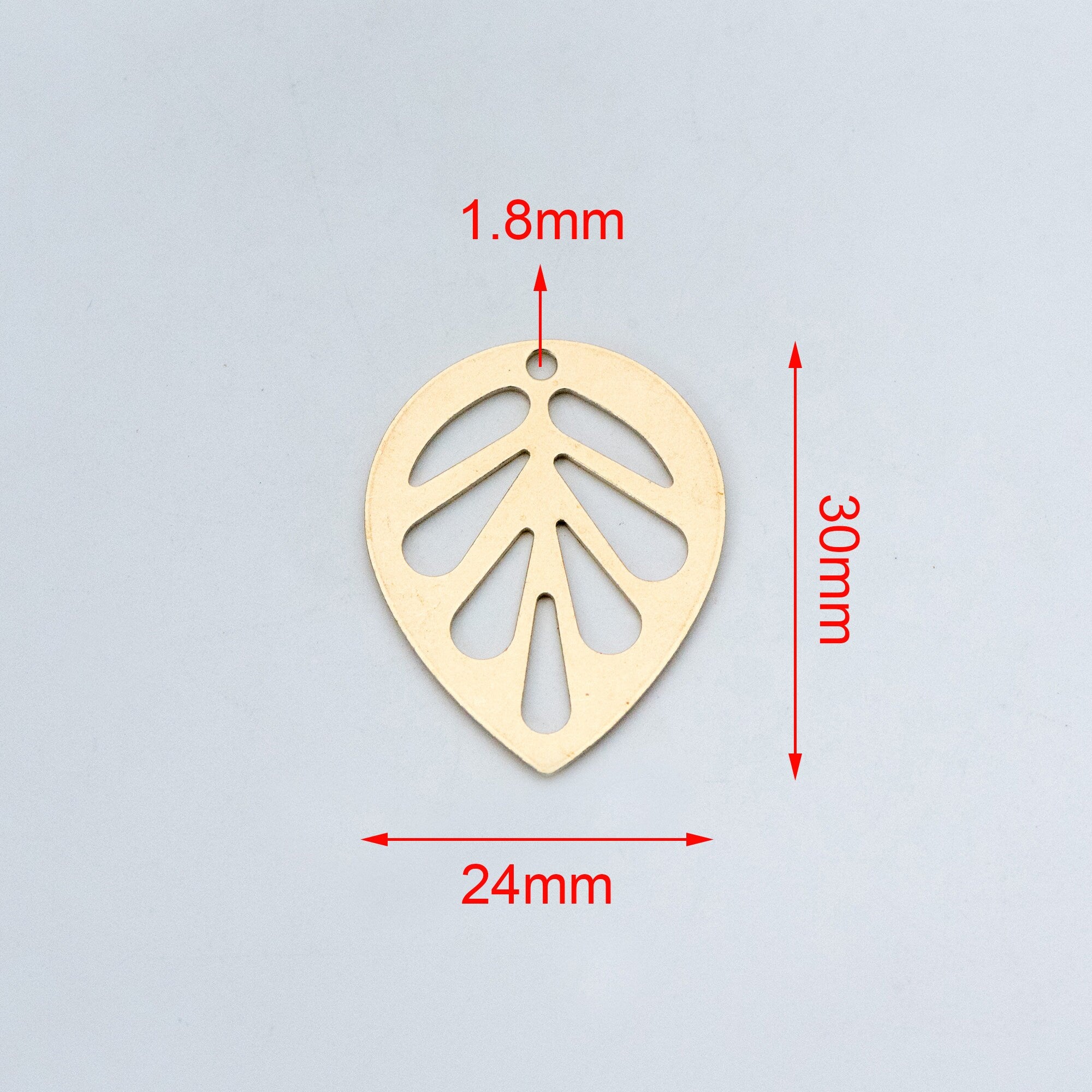 20pcs Raw Brass Leaf Charm Pendants 14mm/ 30mm, Brass Findings Wholesale (RB-159)