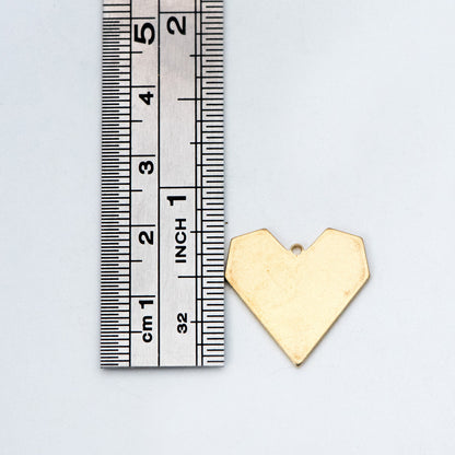 20pcs Raw Brass Heart Charm Pendants 19mm, Brass Findings Wholesale (RB-161)