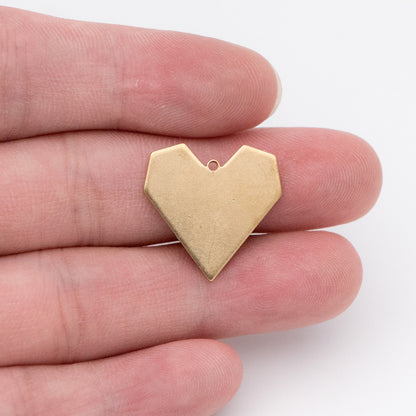 20pcs Raw Brass Heart Charm Pendants 19mm, Brass Findings Wholesale (RB-161)