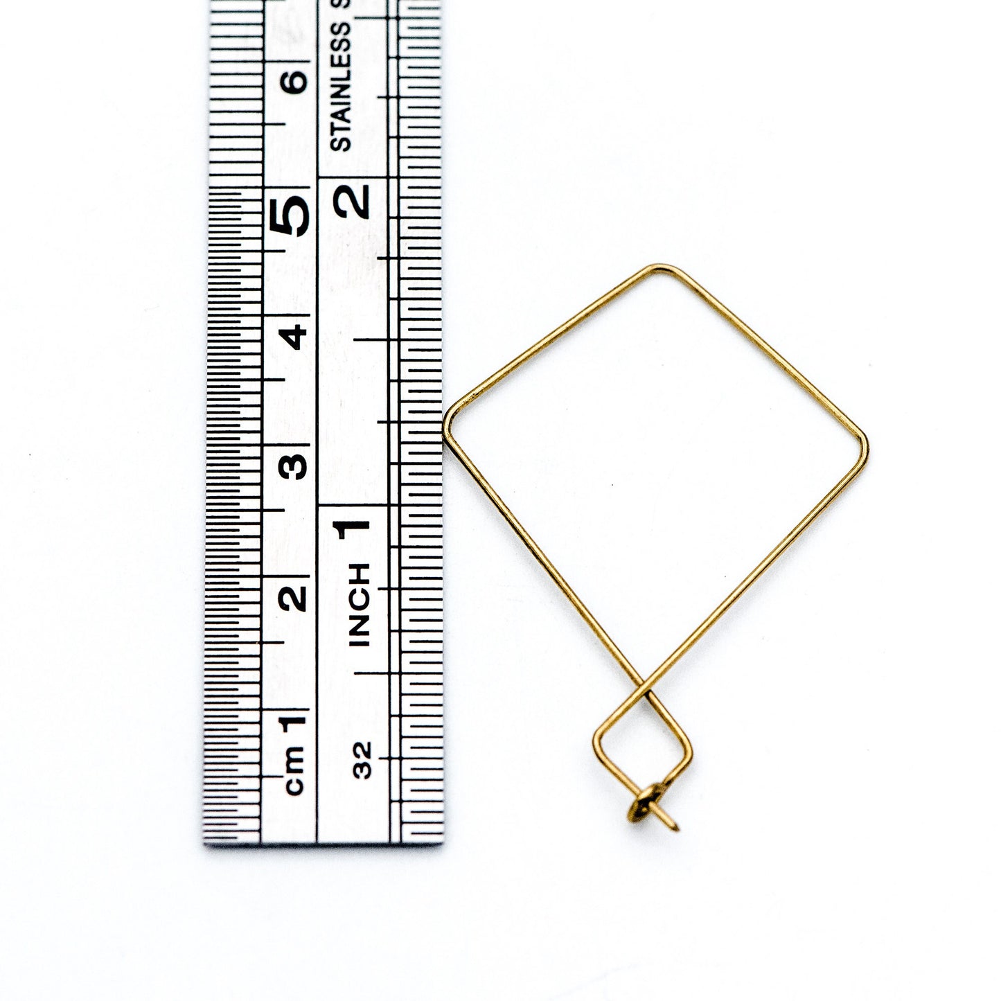 50pcs Raw Brass Threader Earrings 43x30mm, DIY Brass Ear Wire Wholesale (RB-165)