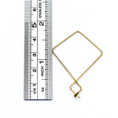 50pcs Raw Brass Threader Earrings 43x30mm, DIY Brass Ear Wire Wholesale (RB-165)