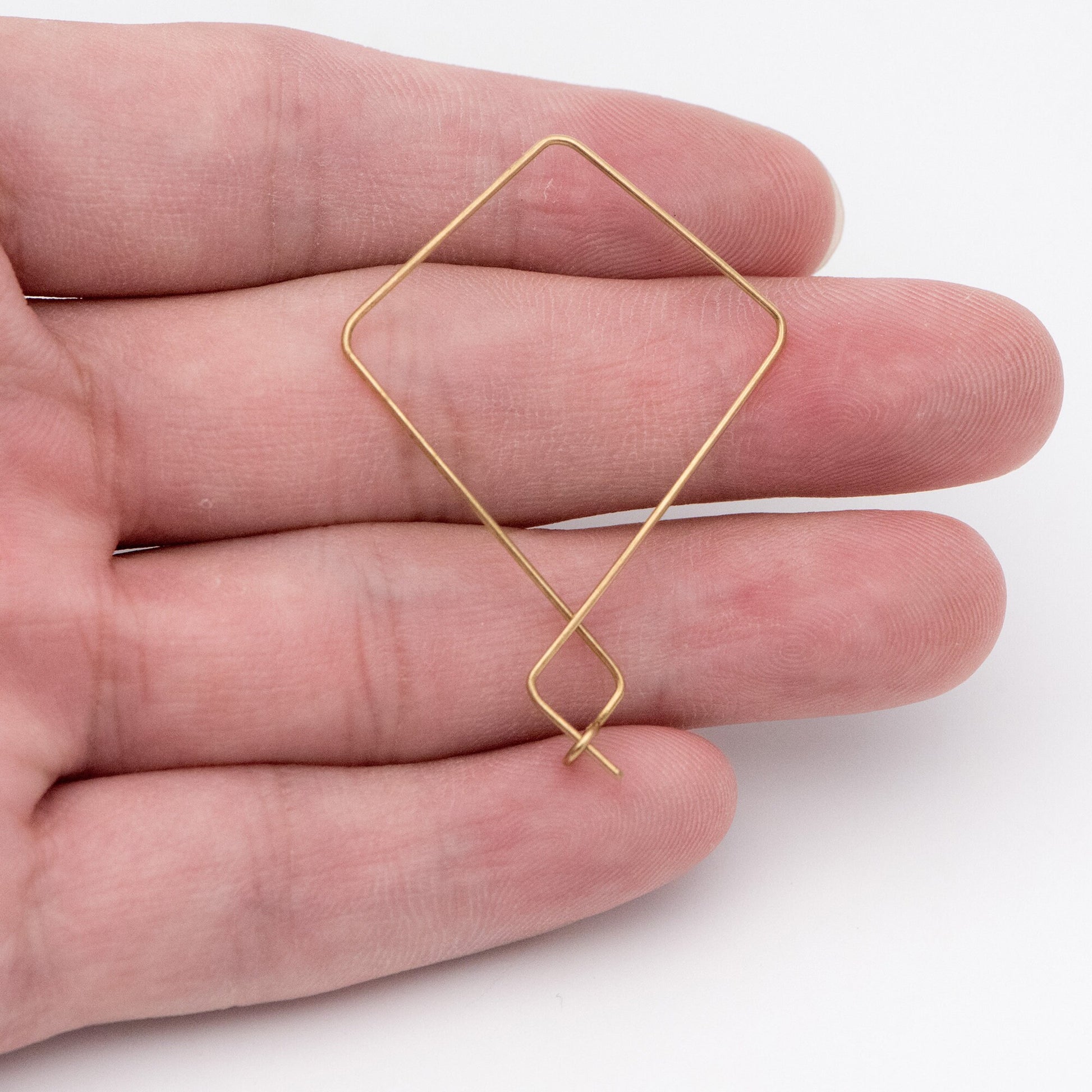 50pcs Raw Brass Threader Earrings 43x30mm, DIY Brass Ear Wire Wholesale (RB-165)