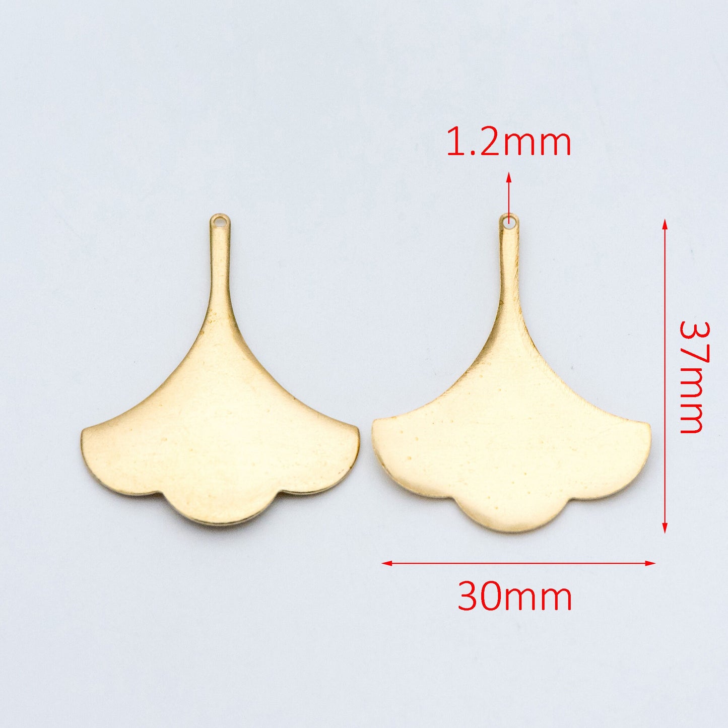 10pcs Raw Brass Leaf Charm Pendants 37x30mm, Brass Findings Wholesale (RB-111)