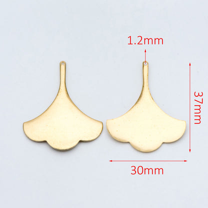 10pcs Raw Brass Leaf Charm Pendants 37x30mm, Brass Findings Wholesale (RB-111)