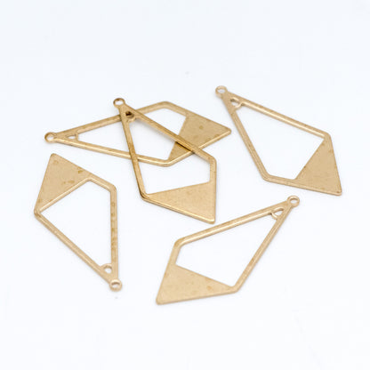 10pcs Raw Brass Rhombus Charm Pendants 36x16mm, Brass Findings Wholesale (RB-110)