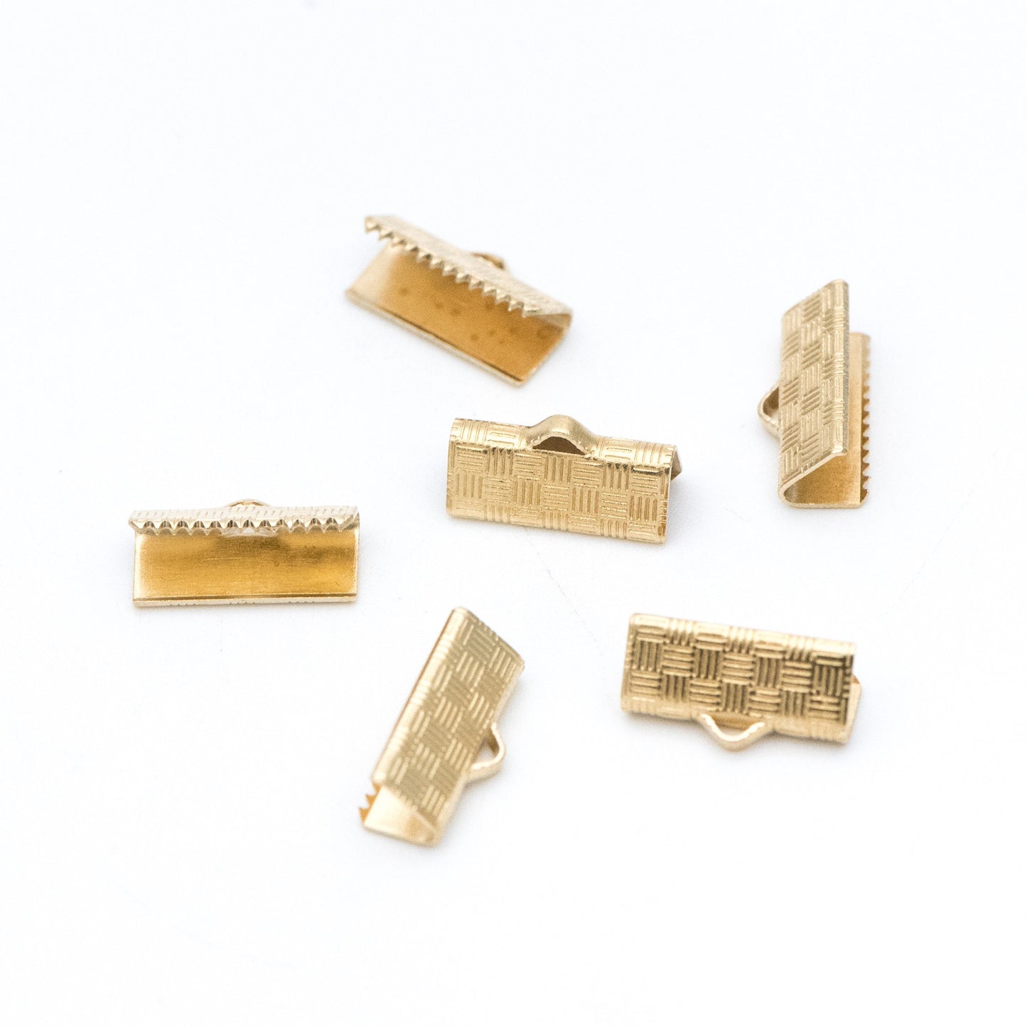 50pcs Raw Brass Crimp End Tips, Leather Hemp or Cord End Caps 6/ 15mm (RB-107)