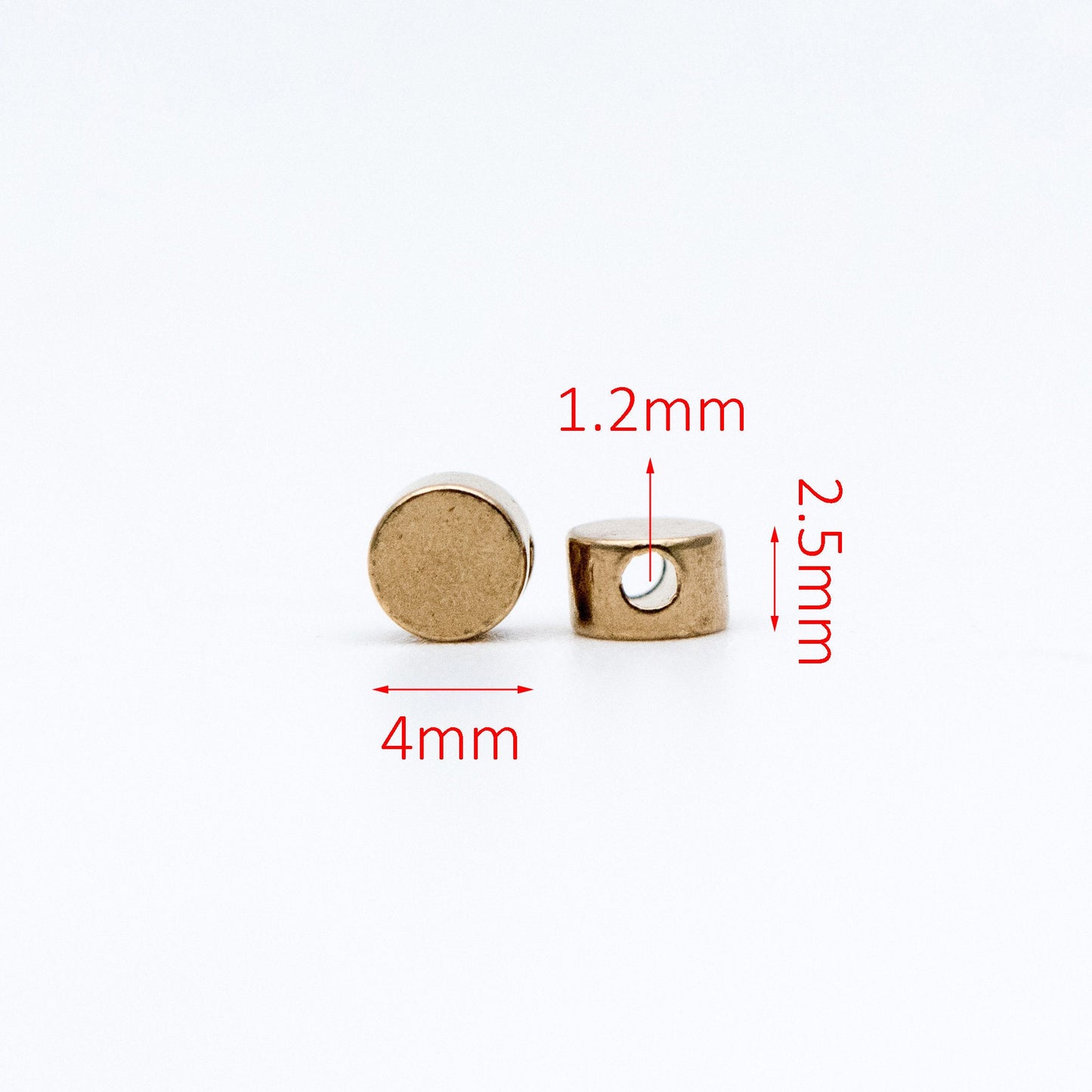 50pcs Raw Brass Round Coin Spacer Beads, 4/ 5/ 7/ 10mm Multi Size (RB-106)