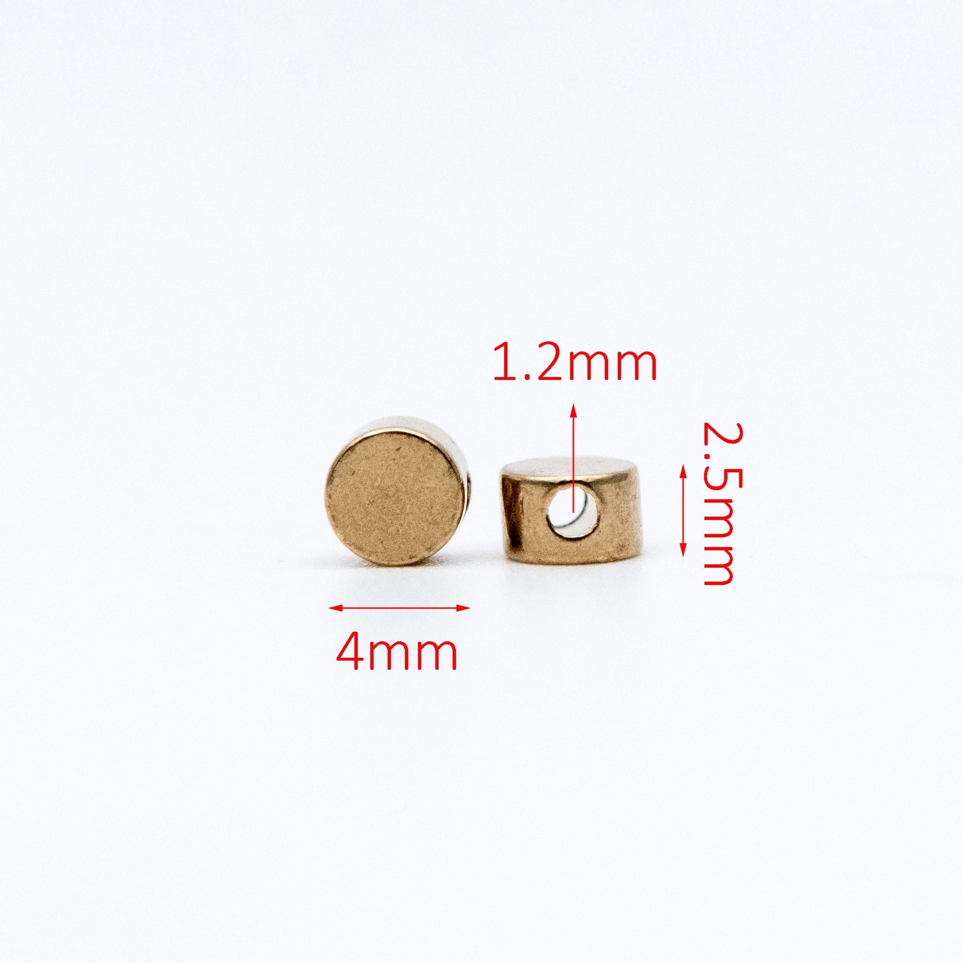 50pcs Raw Brass Round Coin Spacer Beads, 4/ 5/ 7/ 10mm Multi Size (RB-106)