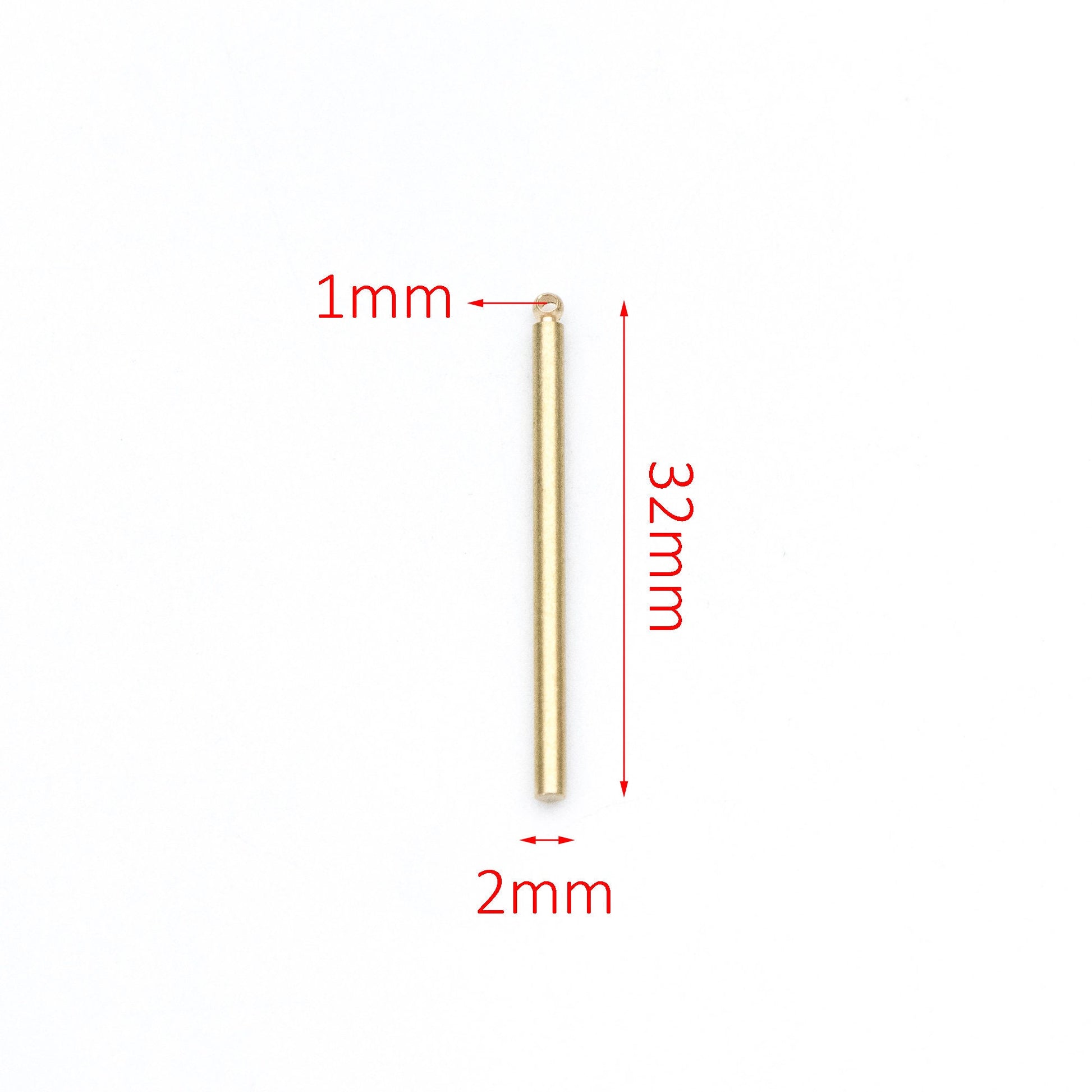 20pcs Raw Brass Bar Tube Charm Pendants, Multi Size 20/ 30/ 40mm by 2mm Thick (RB-105)