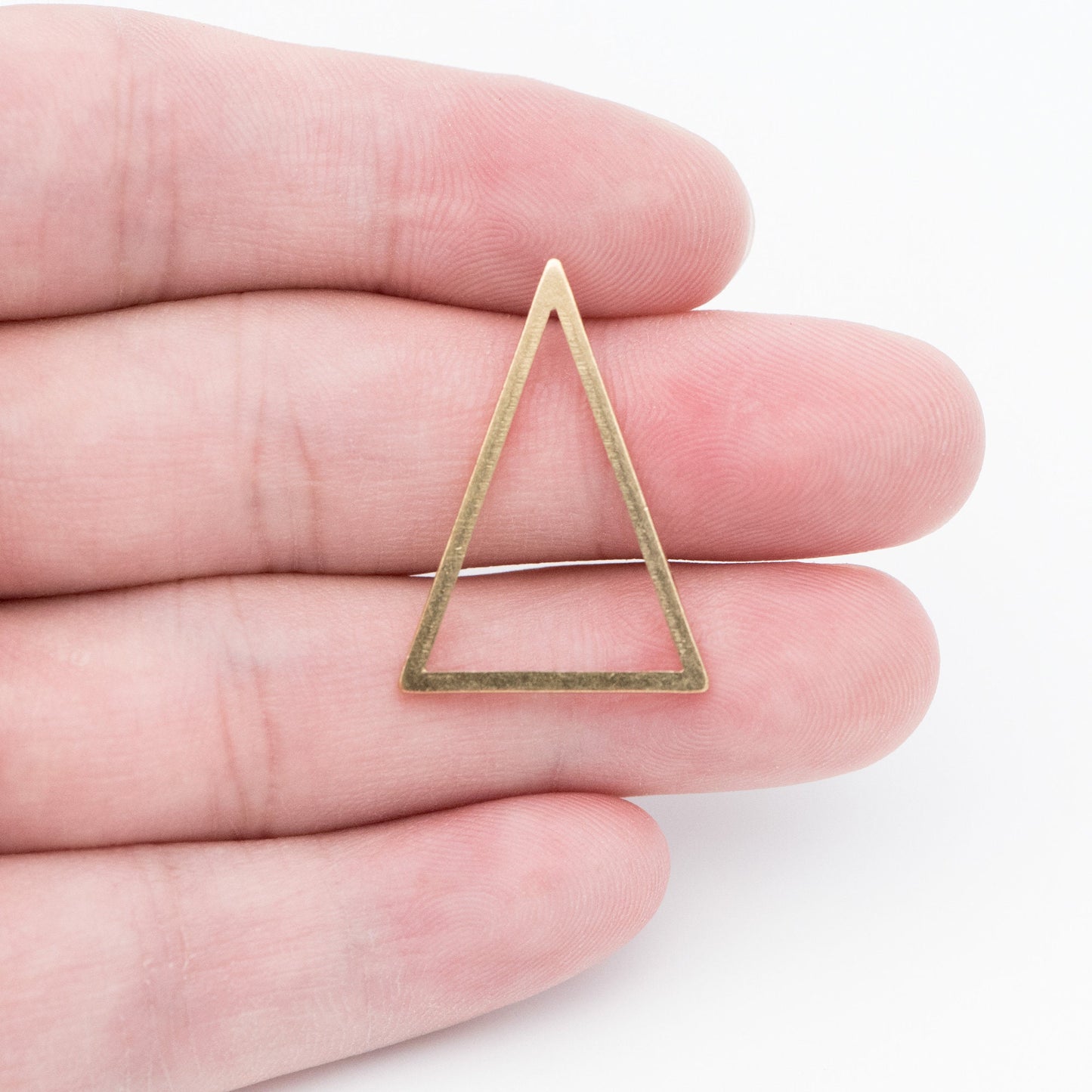 20pcs Raw Brass Triangle Link Charms, Solid Brass Geometric Pendants (RB-104)
