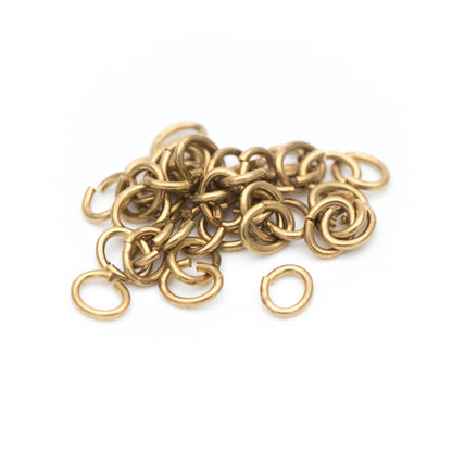 200pcs Raw Brass Open Jump Rings, Split Oval Jump Rings 4x0.5mm/ 5x0.8mm (RB-100)