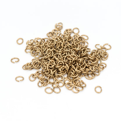 200pcs Raw Brass Open Jump Rings, Split Oval Jump Rings 4x0.5mm/ 5x0.8mm (RB-100)