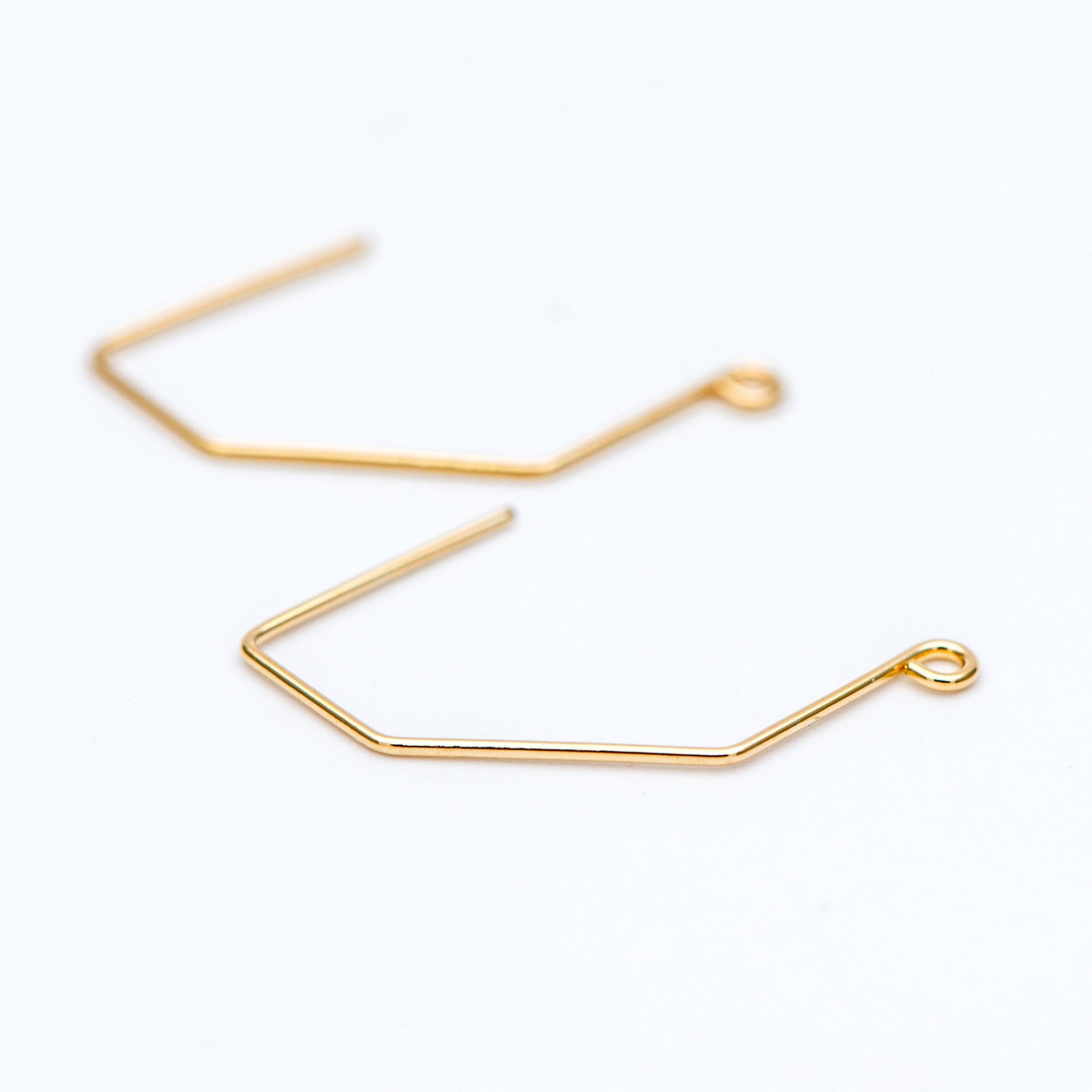 10pcs Gold/ Silver tone Ear Hooks 32x18mm, Gold/ Rhodium plated Brass Simple Earwires Earring Components (GB-947-B)