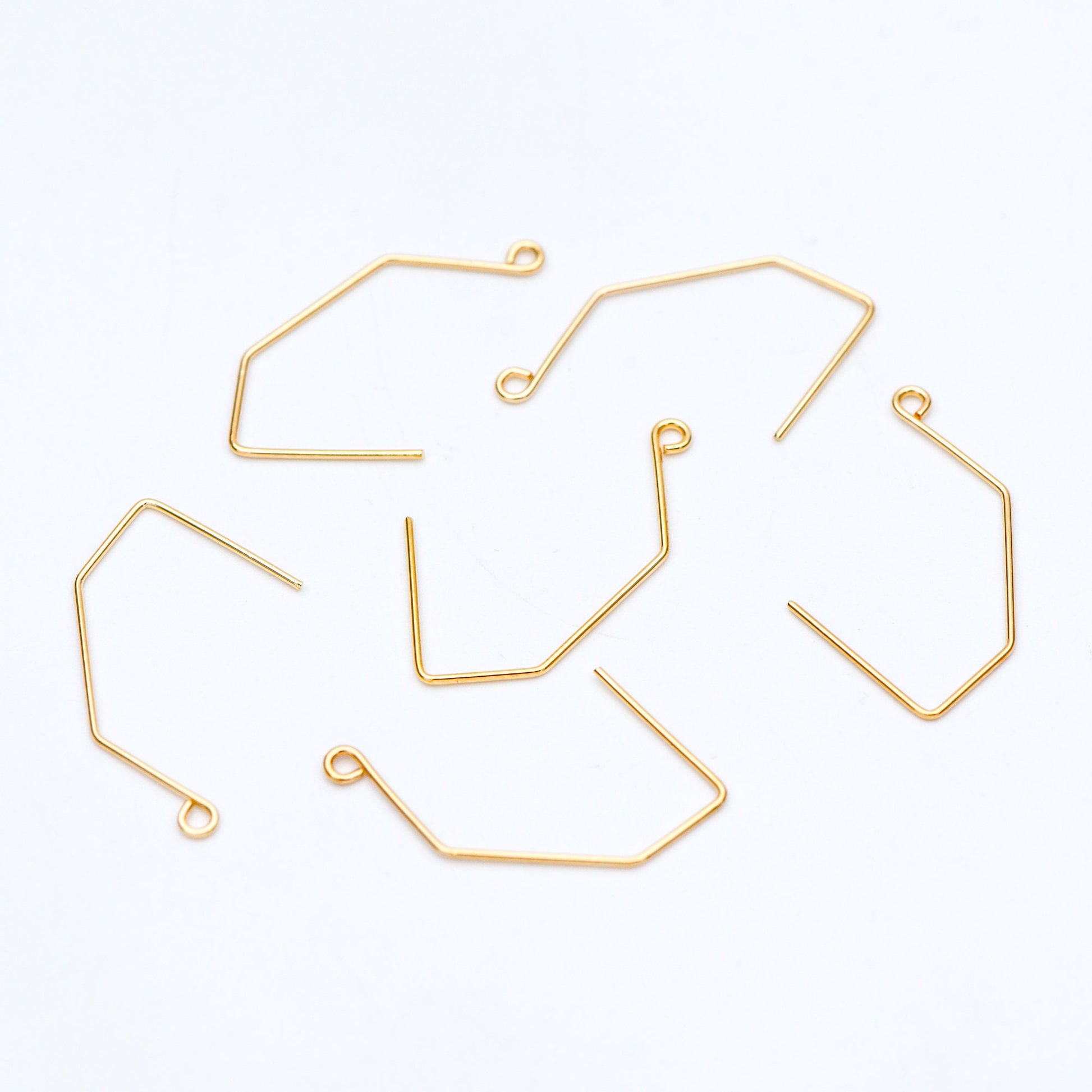 10pcs Gold/ Silver tone Ear Hooks 32x18mm, Gold/ Rhodium plated Brass Simple Earwires Earring Components (GB-947-B)