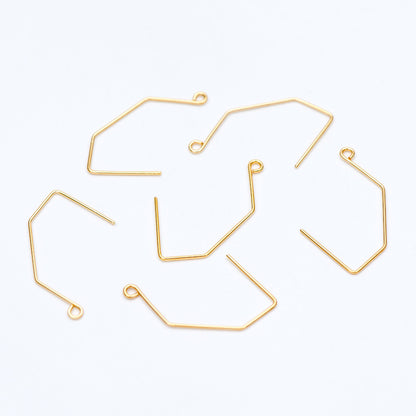 10pcs Gold/ Silver tone Ear Hooks 32x18mm, Gold/ Rhodium plated Brass Simple Earwires Earring Components (GB-947-B)