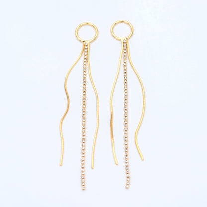 4pcs Gold/ Silver Chain Tassels 85mm Long, Rhinestone Chain Charm Pendants (GB-1277-E)